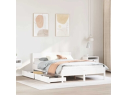 Vidaxl Cama Sem Colchão 140x190 Cm Madeira De Pinho Maciça Branco