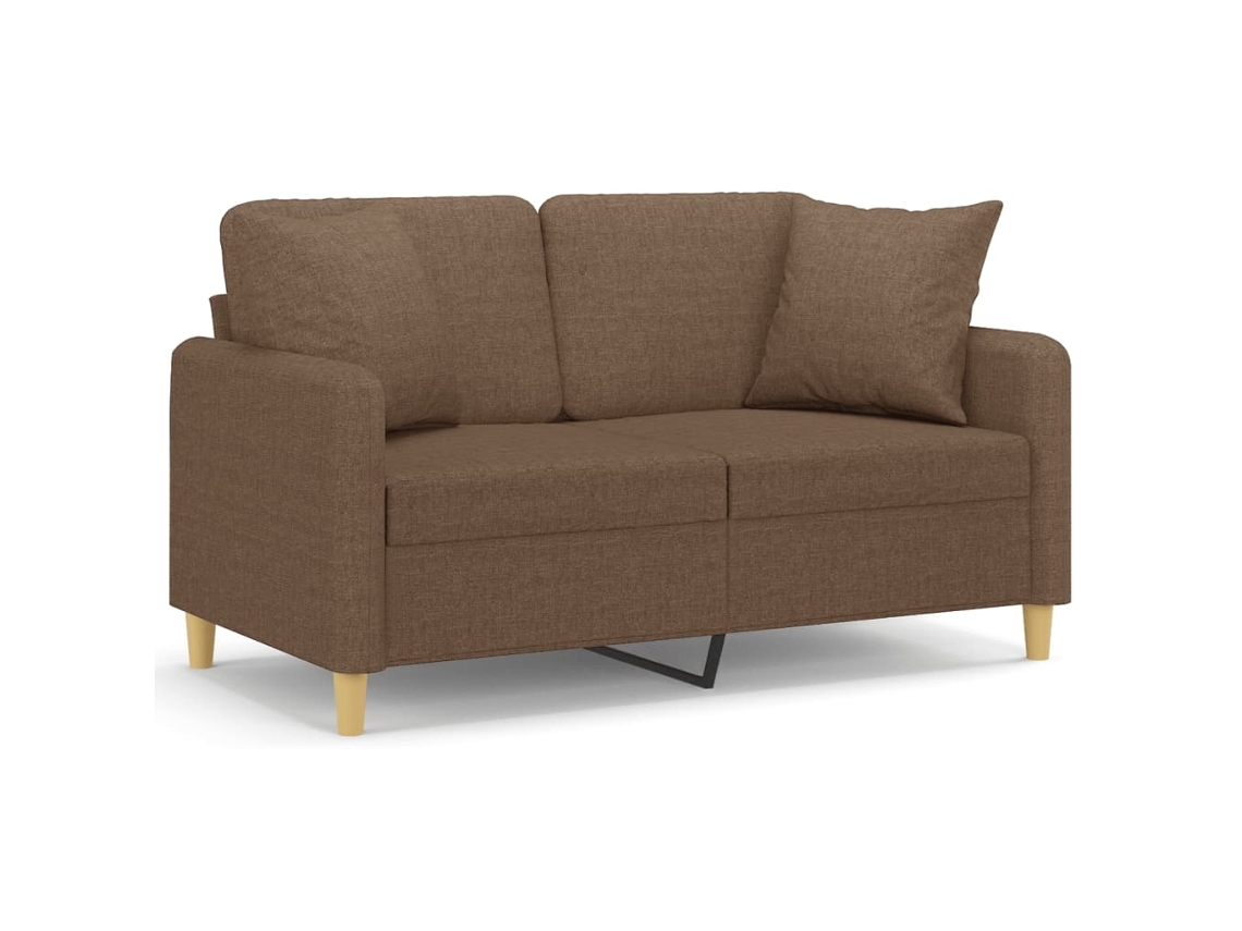 Sofá 2 lugares + almofadas decorativas VIDAXL tecido castanho (120cm)
