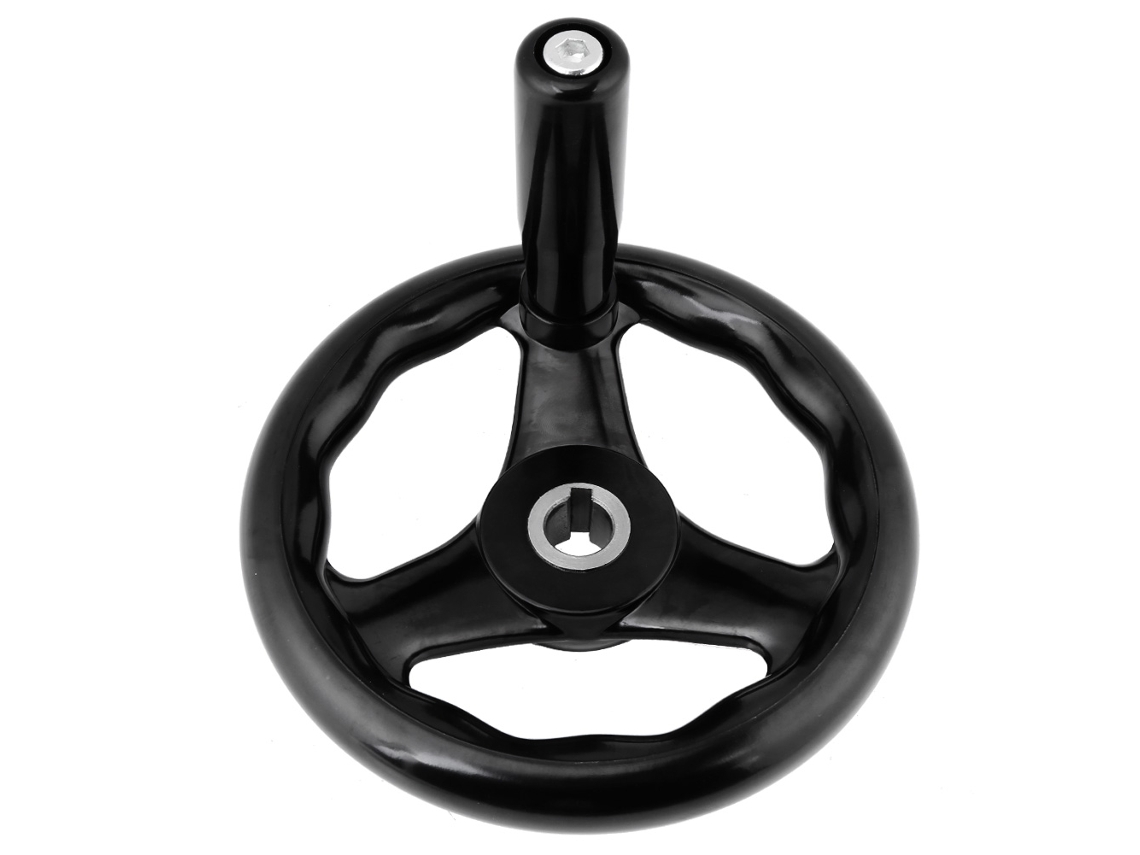 Volante De Mão Em Preto Com 3 Pás Para Máquinas Mercadorias Laxiscreed, 6.2 Polegadas