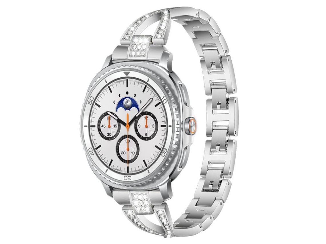 Bracelete para Samsung Galaxy Watch 8 / 8 Classic Metal com Diamante Prata XIAOMOYU