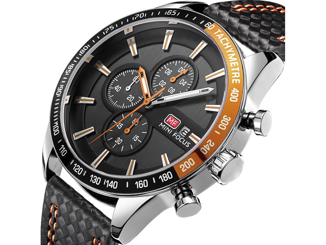 Reloj Deportivo Hombre Mini Focus Cronógrafo Analógico Quartz Impermeable Amarillo Y Negro