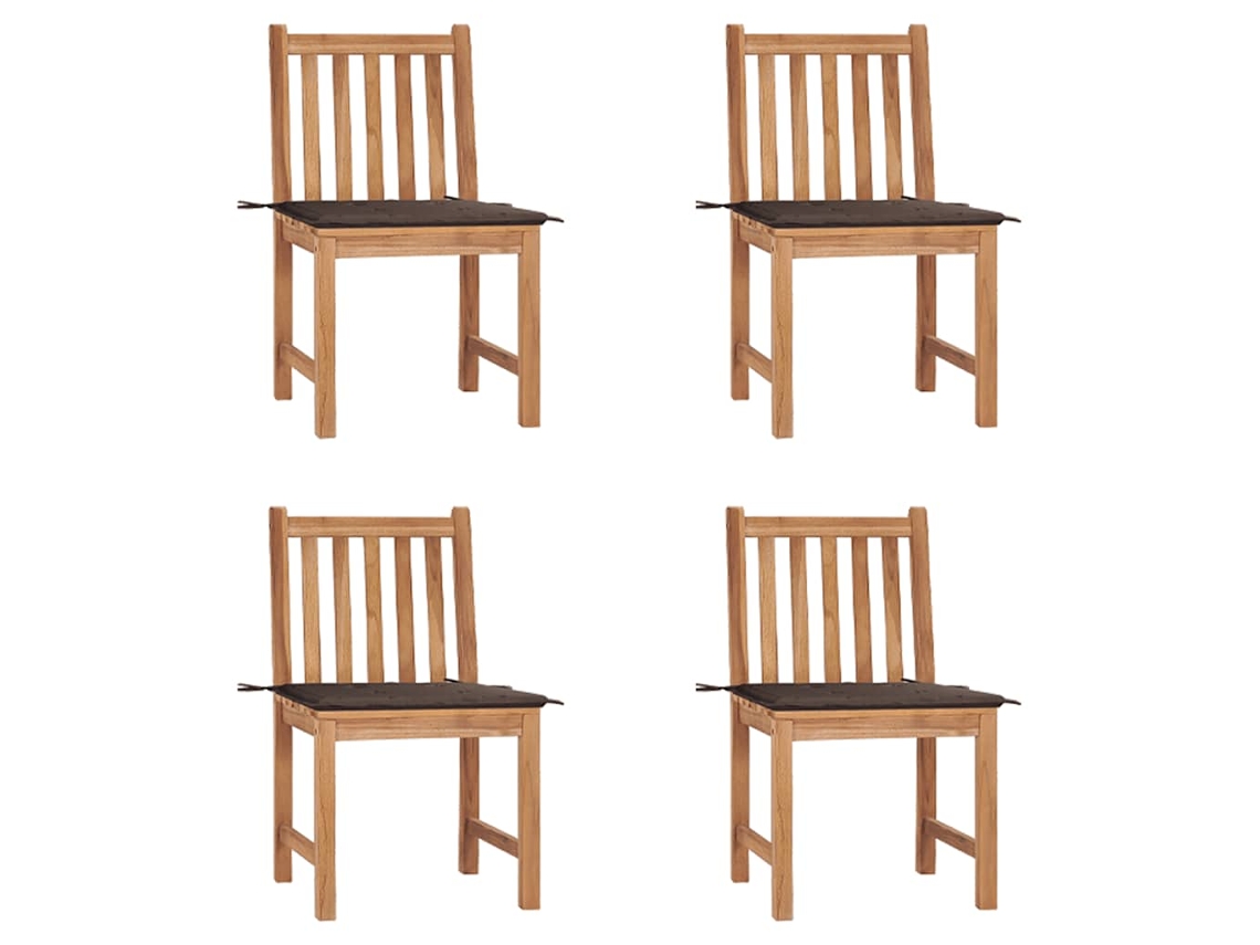 Cadeiras De Jardim C/ Almofadões 4 Pcs Madeira De Teca Maciça Dkd Home Decor