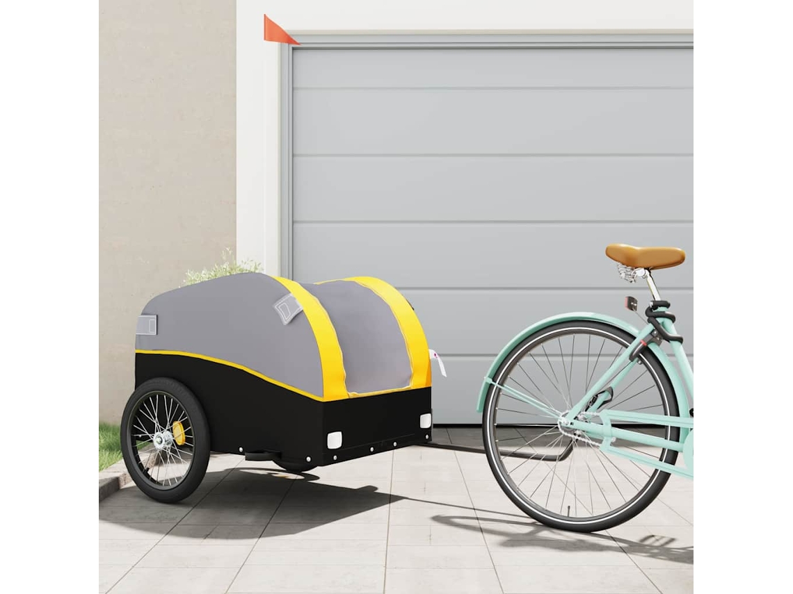 Vidaxl Reboque Para Bicicleta 45 Kg Ferro Preto E Amarelo