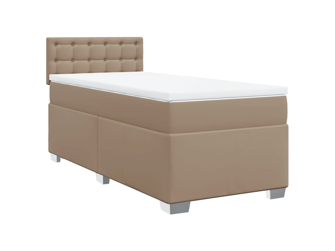 Cama com Molas Couro Artificial Cappuccino MAISON EXCLUSIVE 90x200 cm