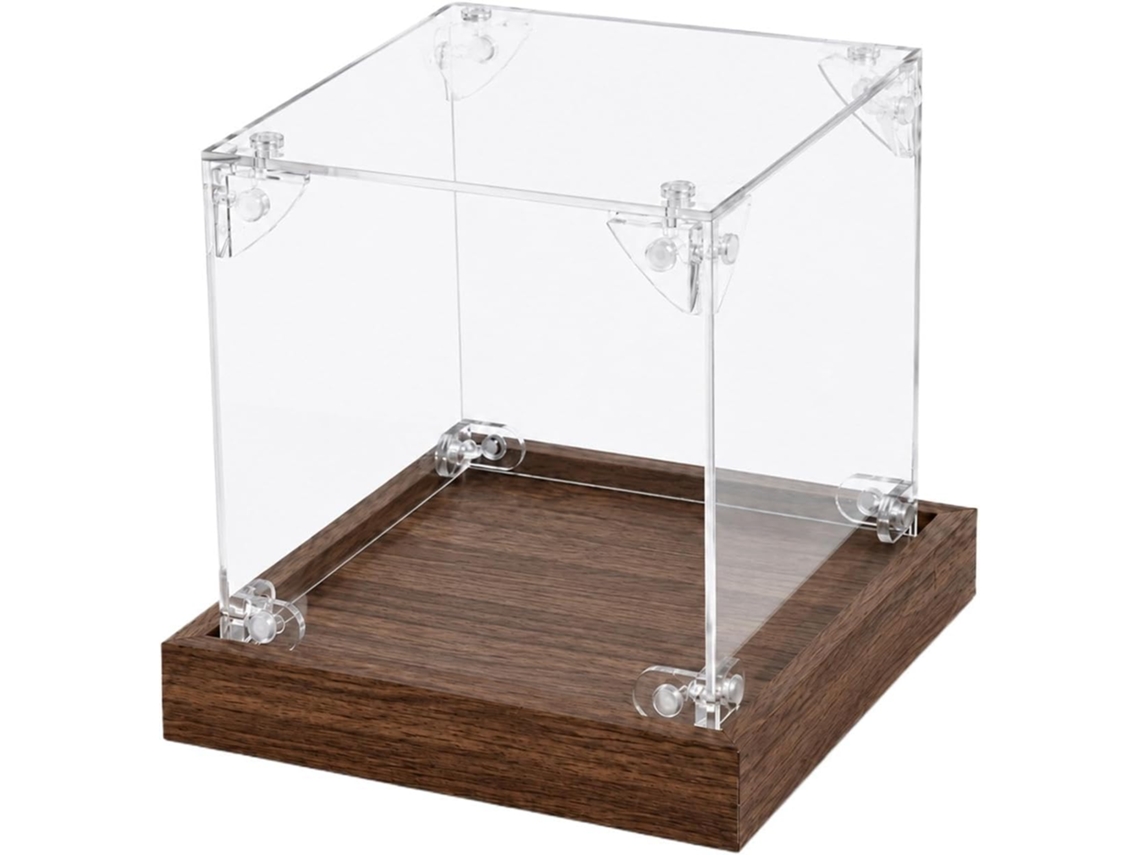 Vitrine De Acrílico, À Prova De Poeira, Com Base De Madeira.