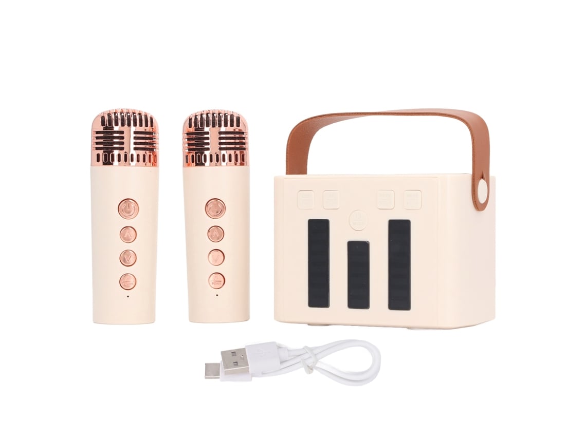 Ats alto falante Bluetooth Portátil com Microfones Duplos Sistema Karaokê Casa Máquina Microfones Alto falante Hueso