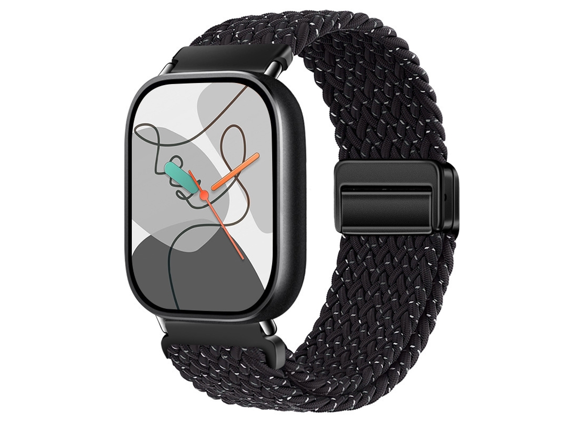 Pulseira magnética de nylon para Xiaomi Mi Band 10 Pro, Huawei Fit 3, 4, 5, 4 Pro, 5 Pro, Redmi Watch 6 - preta
