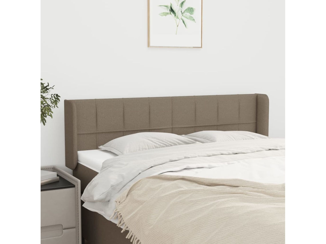 Vidaxl Cabeceira Cama Abas Tecido 147x16x78/88 Cm Cinzento-acastanhado