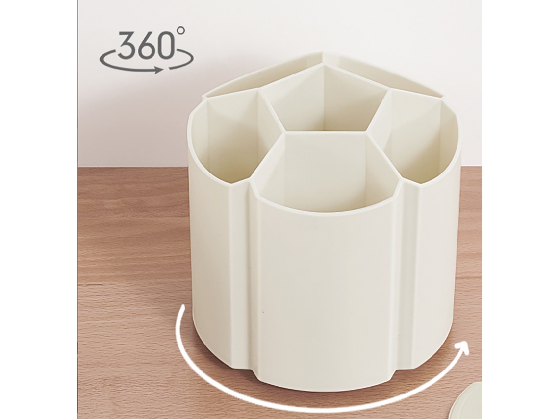 Suporte de Mesa com 6 Compartimentos, Porta, Canetas Giratório, Organizador de Escritório, Armazenamento de Mesa, Branco, 135* 135mm BRILVIBERA