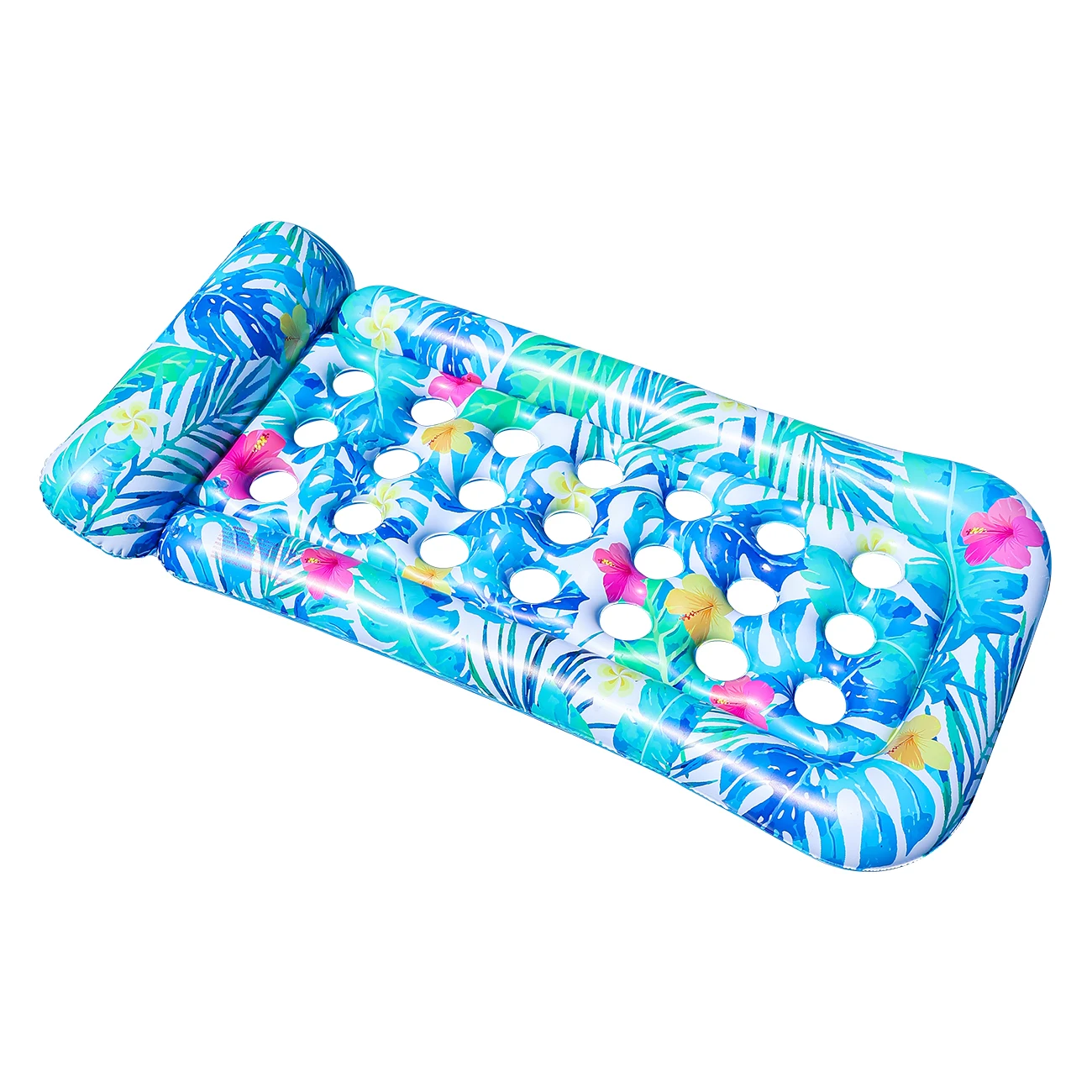 (azul) Colchonete Inflável Para Piscina Com Apoio De Cabeça, Jangada Flutuante Para Lago, Espreguiçadeira De Praia