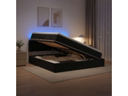 Vidaxl Cama De Armazenamento Led Com Colchão Preto 180 X 200 Cm Veludo