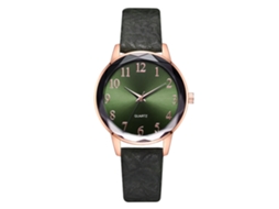 Relógio de Pulso Feminino Casual de Quartzo com Pulseira de Pu e Mostrador Redondo (verde)
