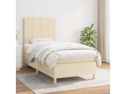 Vidaxl Cama Com Molas/colchão 90x190 Cm Tecido Cor Creme