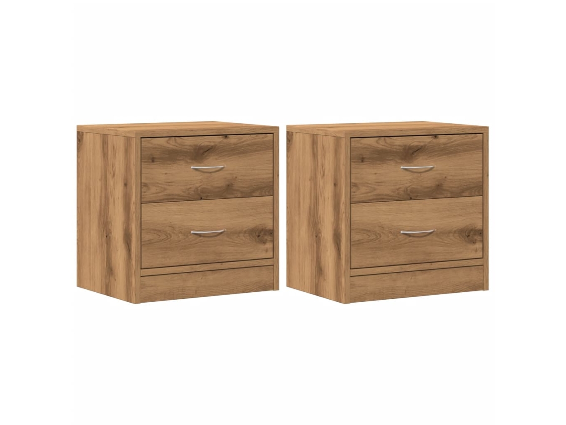 Conjunto de 2 Mesas de Cabeceira Derivados de Madeira Carvalho Artisiano MAISON EXCLUSIVE