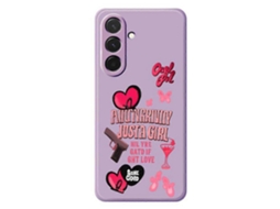 Capa Traseira De Tpu Com Borda Reta E Estampa De Elementos Rosa Para Samsung Galaxy A36 5g, Roxa