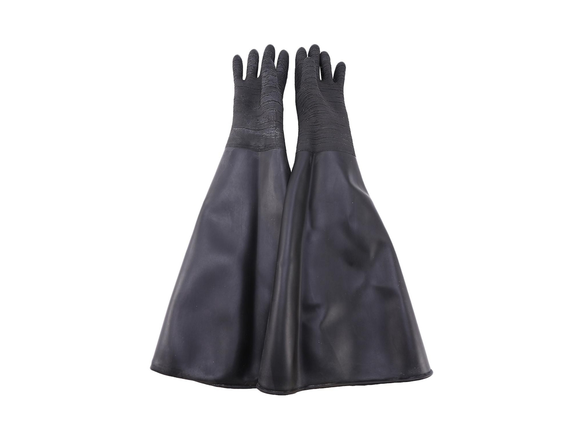 Luvas De Borracha Pretas Para Jateamento Areia, Com Listras, Para Cabine De Jateamento, 65x30cm