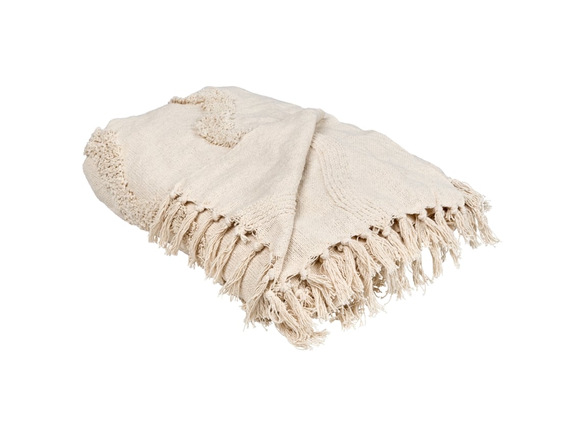 Manta Decorativa Beliani Khari De Algodón Beige 200x200x1