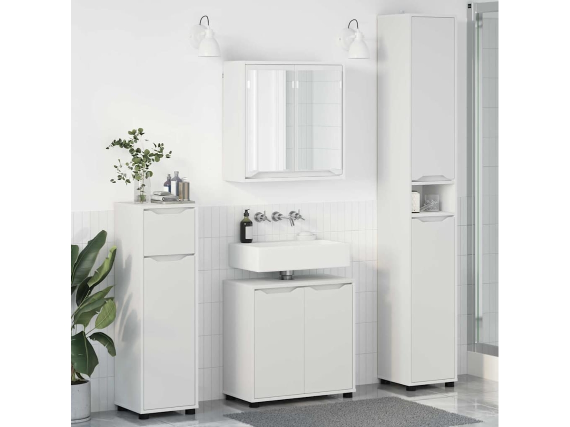 Vidaxl Conjunto De Móveis Para Banheiro Com Gaveta Manual 4 Pcs Branco