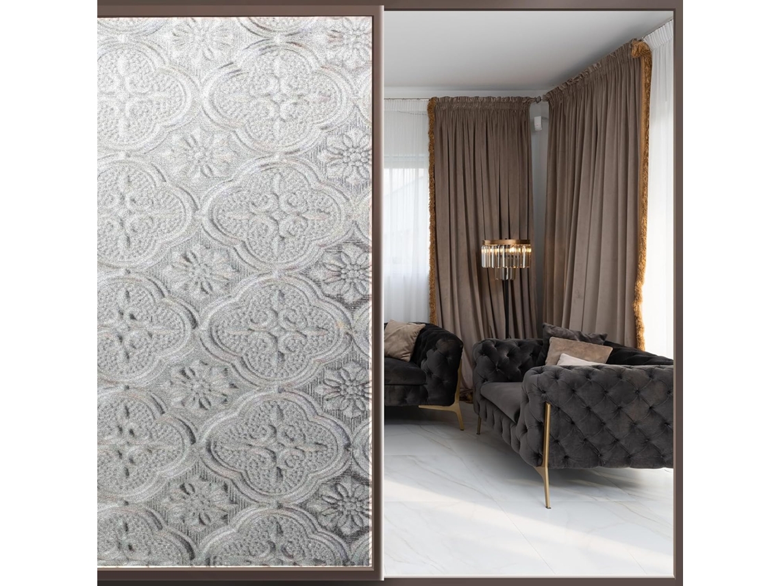 Película Decorativa Estática Fosca Para Janelas De Vidro Com Estampa Flores Begônia, Sem Cola, 44, 5 X 300 Cm