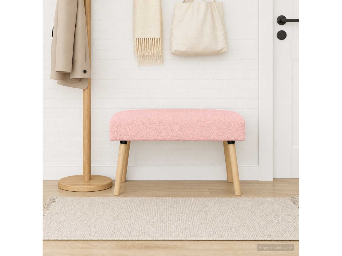 Vidaxl Banco Liso Rosa 80 X 40 X 46 Cm Bouclé