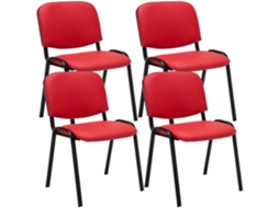 Conjunto de 4 cadeiras de visita Ken em imitação de pele vermelho CLP