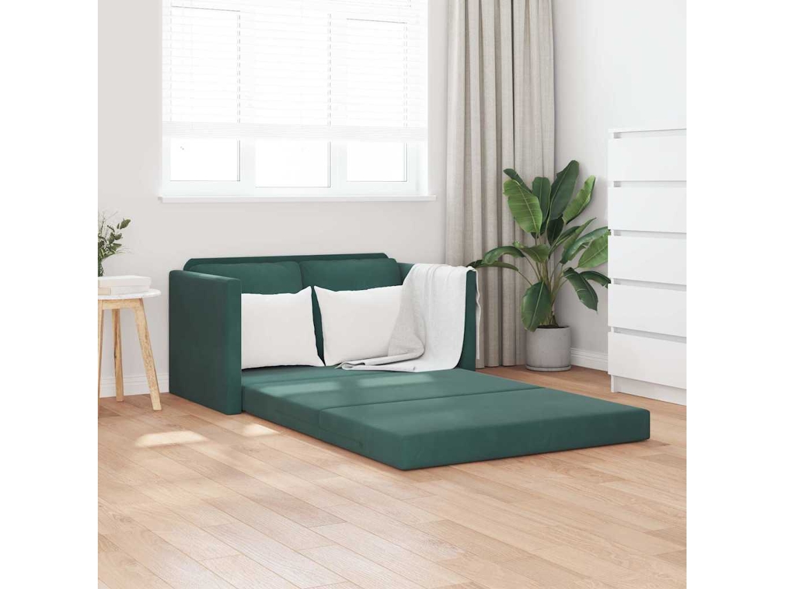 Vidaxl Sofá-cama Sem Pés 122x204x55 Cm Veludo Verde-escuro