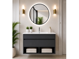 Móvel De Casa De Banho Suspenso Com Lavatório Extraplano Origenbath Nebari Sem Espelho 80x40 Cm Grafite