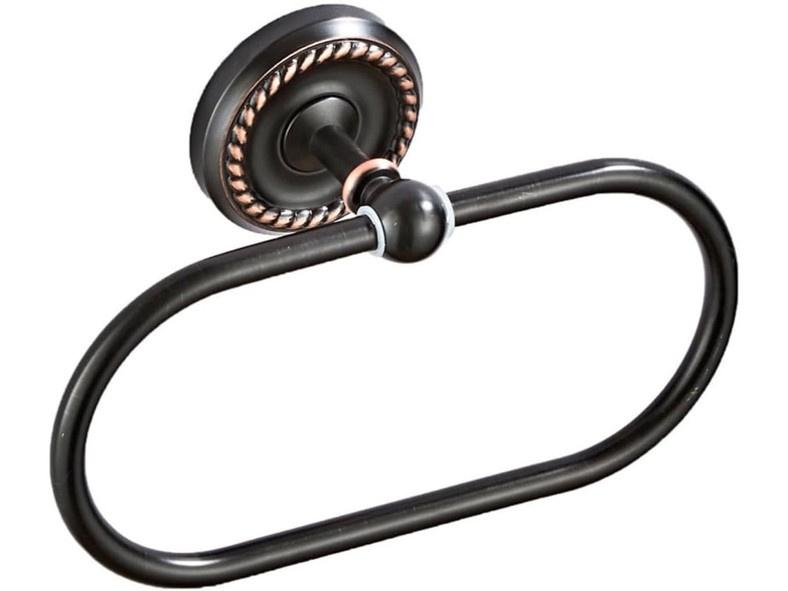 Porta-toalhas De Parede Oval Preto Em Cobre, Com Design Compacto E