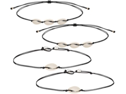 Colar De 4 Peças Com Pingente De Conchas Em Estilo Simples E Ajustável, Joia Ideal Para Presente Feminino.