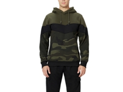 Moletom com Blocos de Cor Camuflado Verde XL para Homem com Capuz e Bolsos