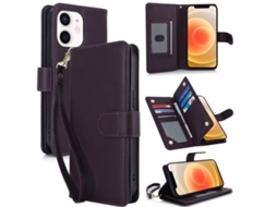 Capa Carteira De Couro Para Iphone 12 Pro - Com Rfid - Para Vários Cartões