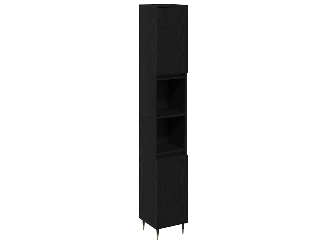 Armário de Banheiro com Porta Carvalho Preto 30x30x190 cm MAISON EXCLUSIVE