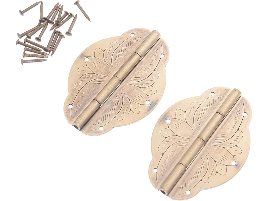 2 Dobradiças De Latão Para Caixa Joias, Estilo Retrô Dourado Antigo.