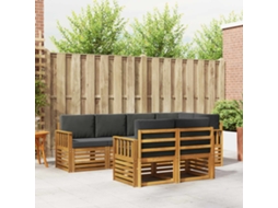Vidaxl Conjunto De Sofás Para Exterior 7 Unid. Natural E Antracite
