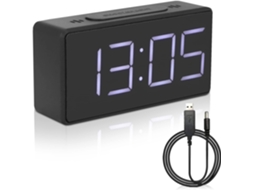 Despertador Digital Com Adaptador De Tomada, Relógio De Cabeceira Para Quarto Com Design Elegante Igvtrade (cor Preta)