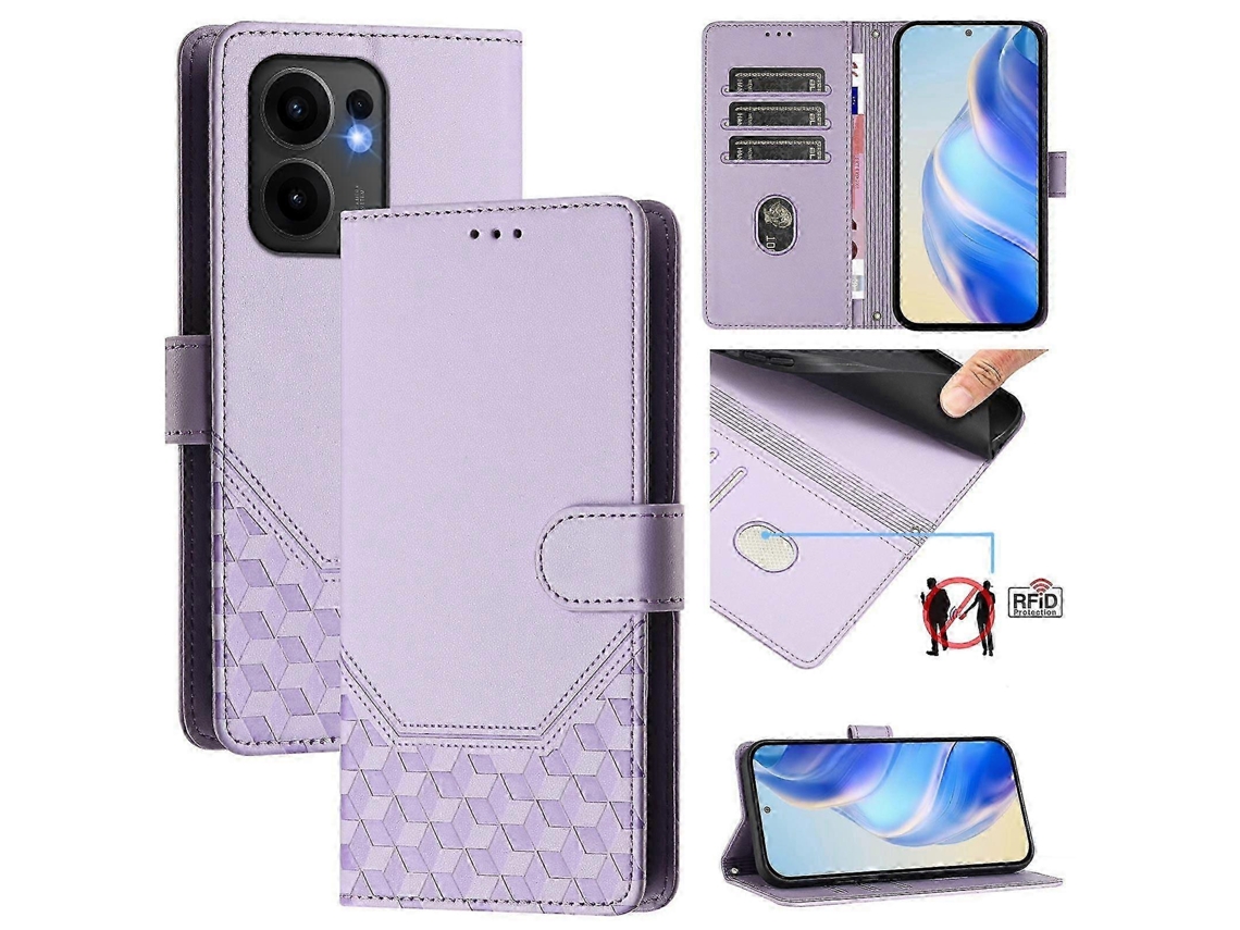25-26 Honeycomb Embossing Rfid Leather Phone Case