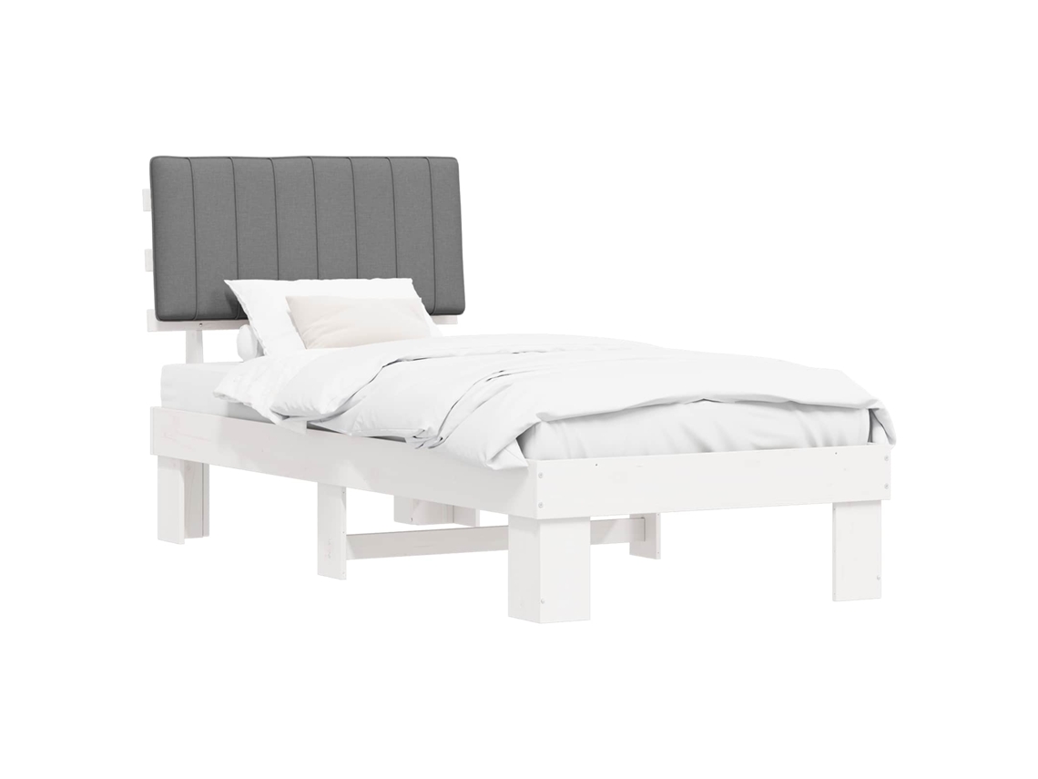Estrutura de Cama com Cabeceira Estofada em Cinzento Claro MAISON EXCLUSIVE