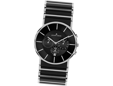 Relógio masculino preto em aço inoxidável York 1-1815A JACQUES LEMANS