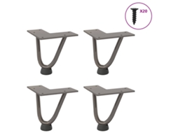 Vidaxl Pernas De Grampo Para Mesa De Centro 4 Peças Aço Natural 10 Cm Aço Maciço