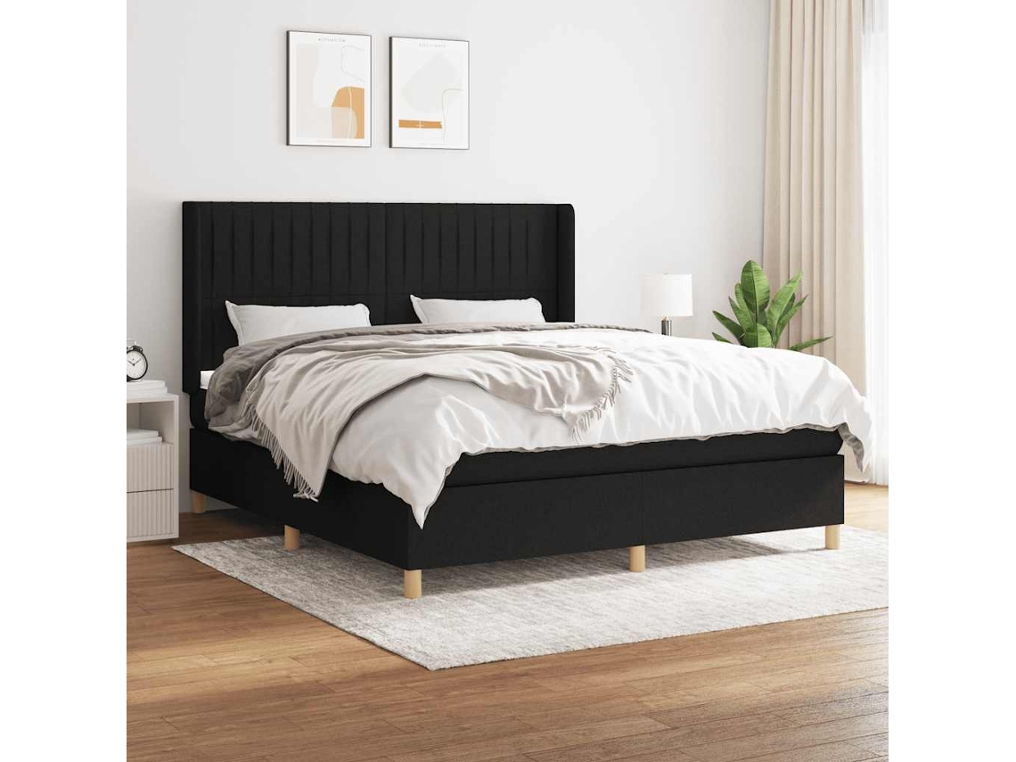 Vidaxl Cama com Molas/colchão 180x200 Cm Tecido Preto