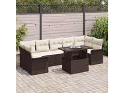 Vidaxl Conjunto De Sofá De Jardim 8 Pcs Castanho Rattan Sintético