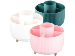 Organizador De Cosméticos Rotativo - Organizador De Cosméticos - Conjunto De 3 Peças - 360 Graus - 5 Compartimentos - Plástico Sustentável