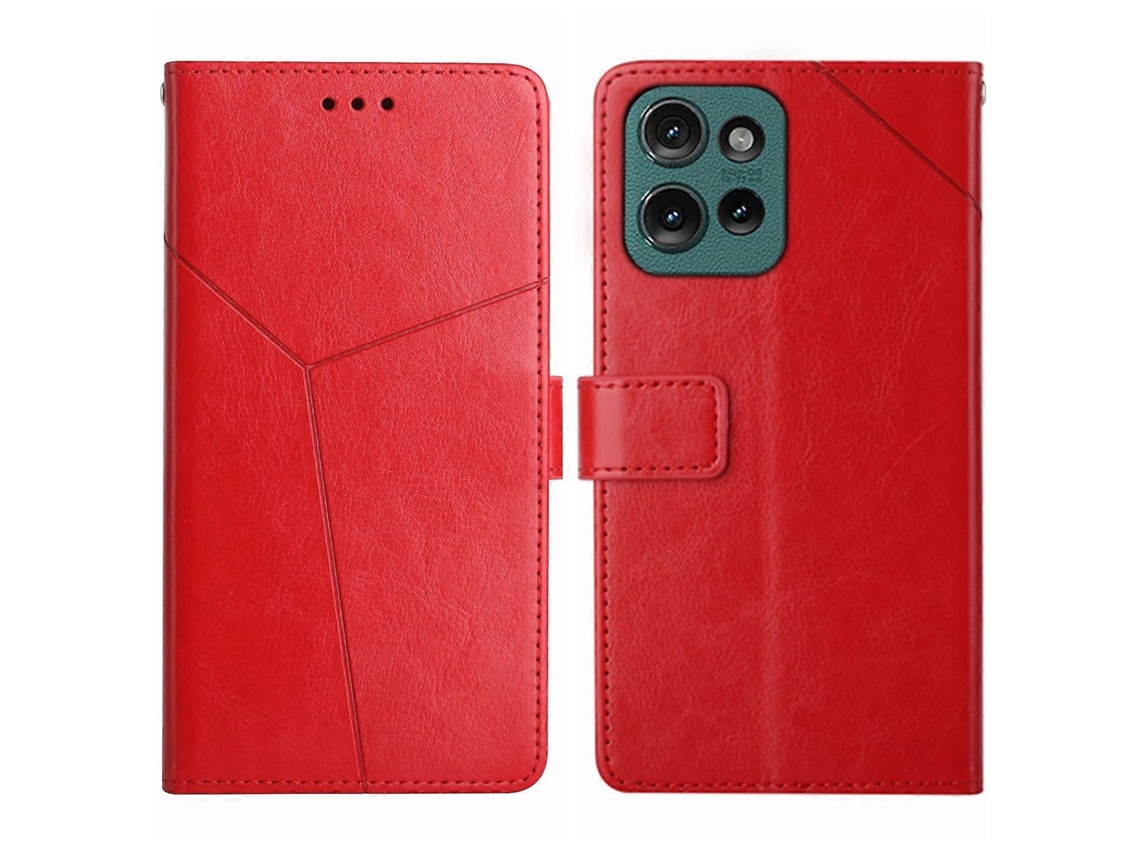 Capa De Couro Com Aba E Padrão Em Y Para Motorola Moto G15 Ht01
