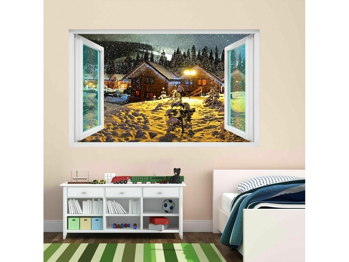 Lumières De Noël Hiver Neige 3d Adesivos De Arte De Parede Decalque Mural Decoração De Casa