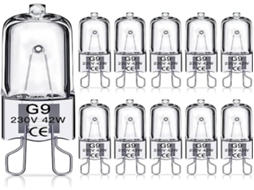 Lurelia Pack De 10 Lâmpadas Halógenas G9 42w 230v, Branco Quente, Regulável, Sem Cintilação