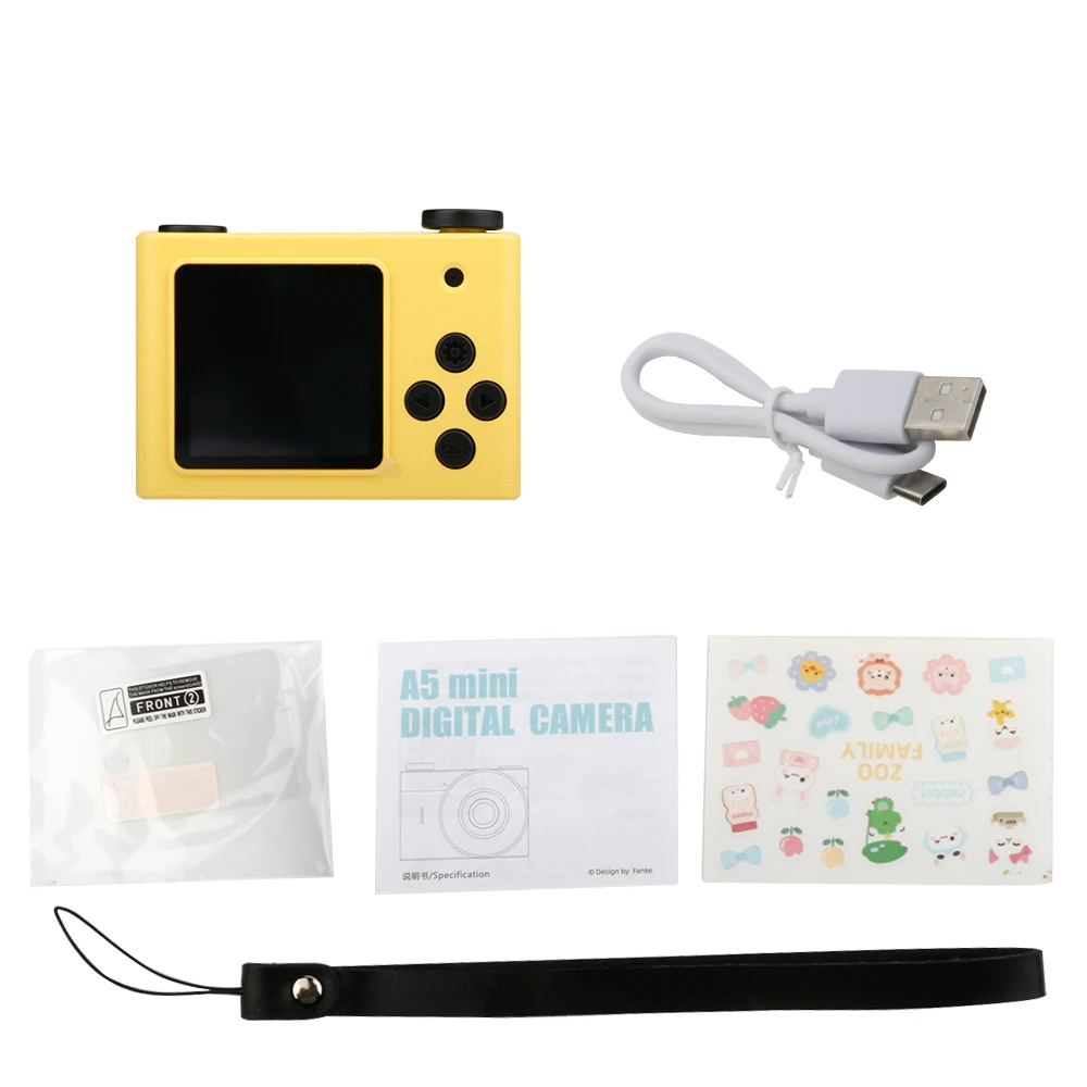 Mini Câmera Digital 720p com Tela, Filmadora Infantil, Gravador Dv MDUG (amarelo 64 Gb)