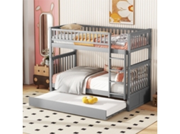 Cama De Berço 90x200cm Cinza Com Rail Alto, Escada E Estabilidade