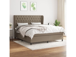 Vidaxl Cama Com Molas/colchão 160x200 Cm Tecido Castanho-acinzentado