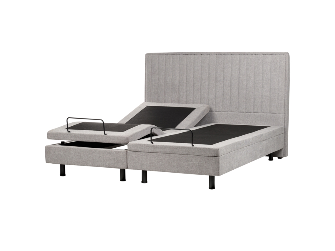 Cama Ajustable Beliani Castellan De Tela Gris 180x216x120