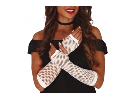 Guantes De Rejilla Largos De Color Blanco Sin Dedos Para Disfraz 17877 Guirca Guircap24